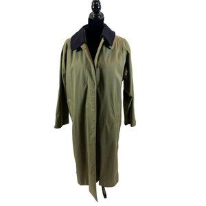 Burberry Single Breasted Long Trench Coat Lined Cotton Blend Army Green XL
